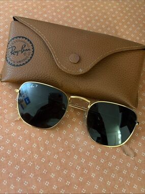 Ray-Ban Gold Frame Sunglasses with Black Lenses